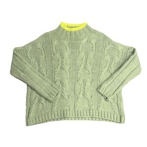 DR BLOOM Barcelona Limited Edition Chunky Mock Neck Green Knit Sweater Size M/L